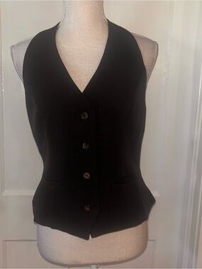 Womens Classic Black Tailored halter neck buttons in front vest NWT size large